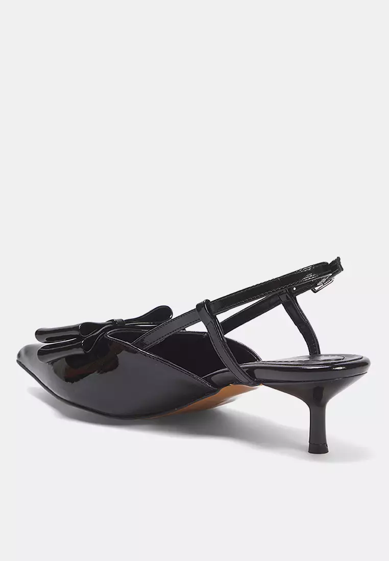 Bow Patent Leather Kitten Heels