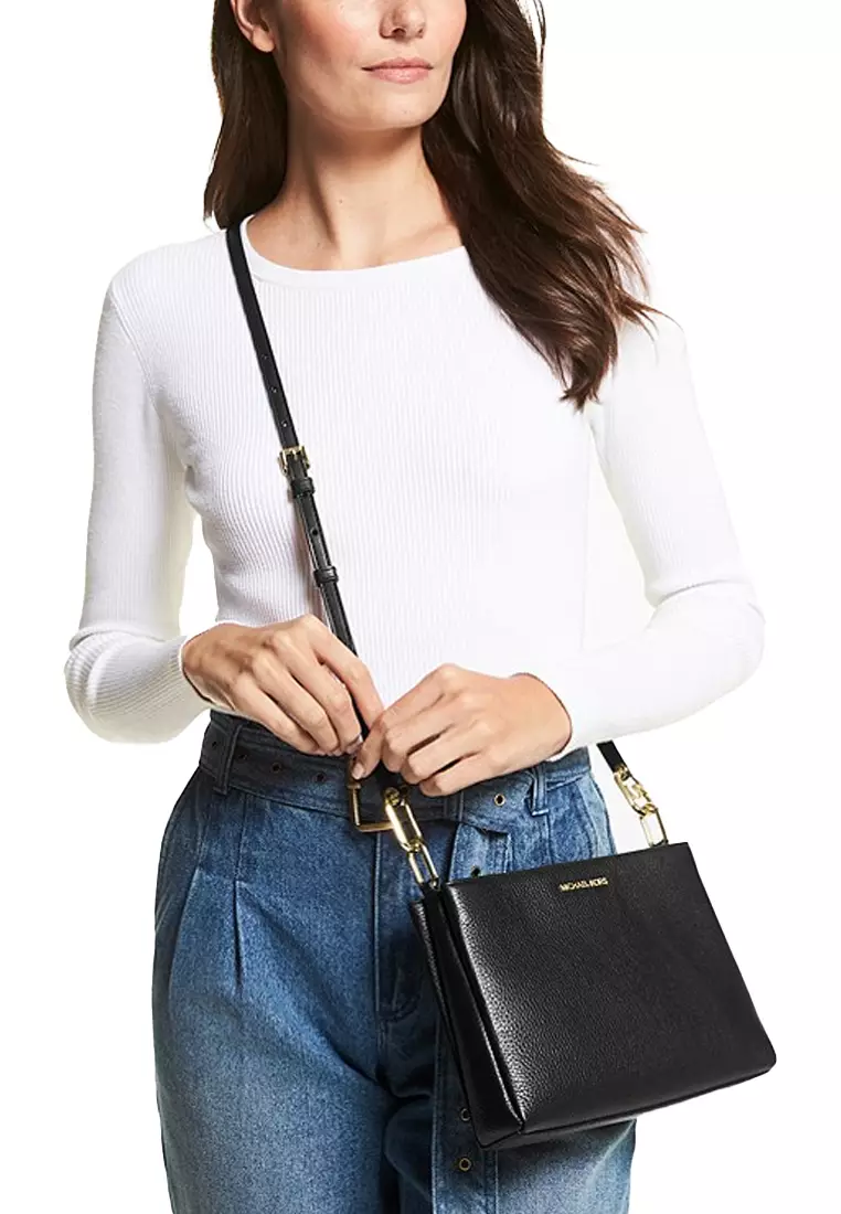Buy Michael Kors Trisha Medium Pebbled Leather Crossbody Bag