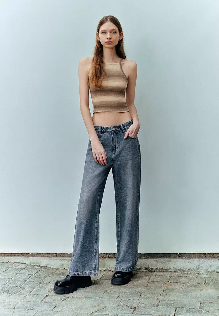 Retro Hot Girl Gradient Design Short Slim-fit Knit Vest