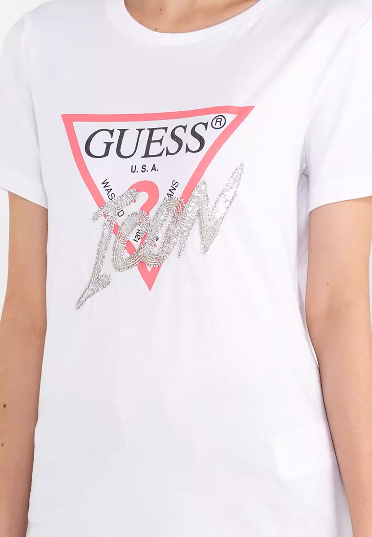 Guess logo shirts best sale