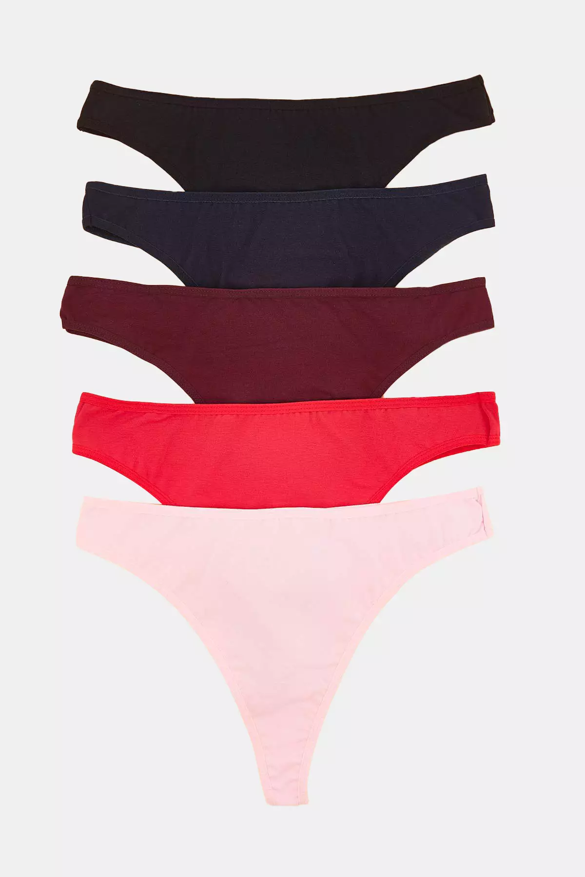 Multi Color 5 Pack Cotton Normal Waist Thong Plus Size Panties Tbbss25Cm00012