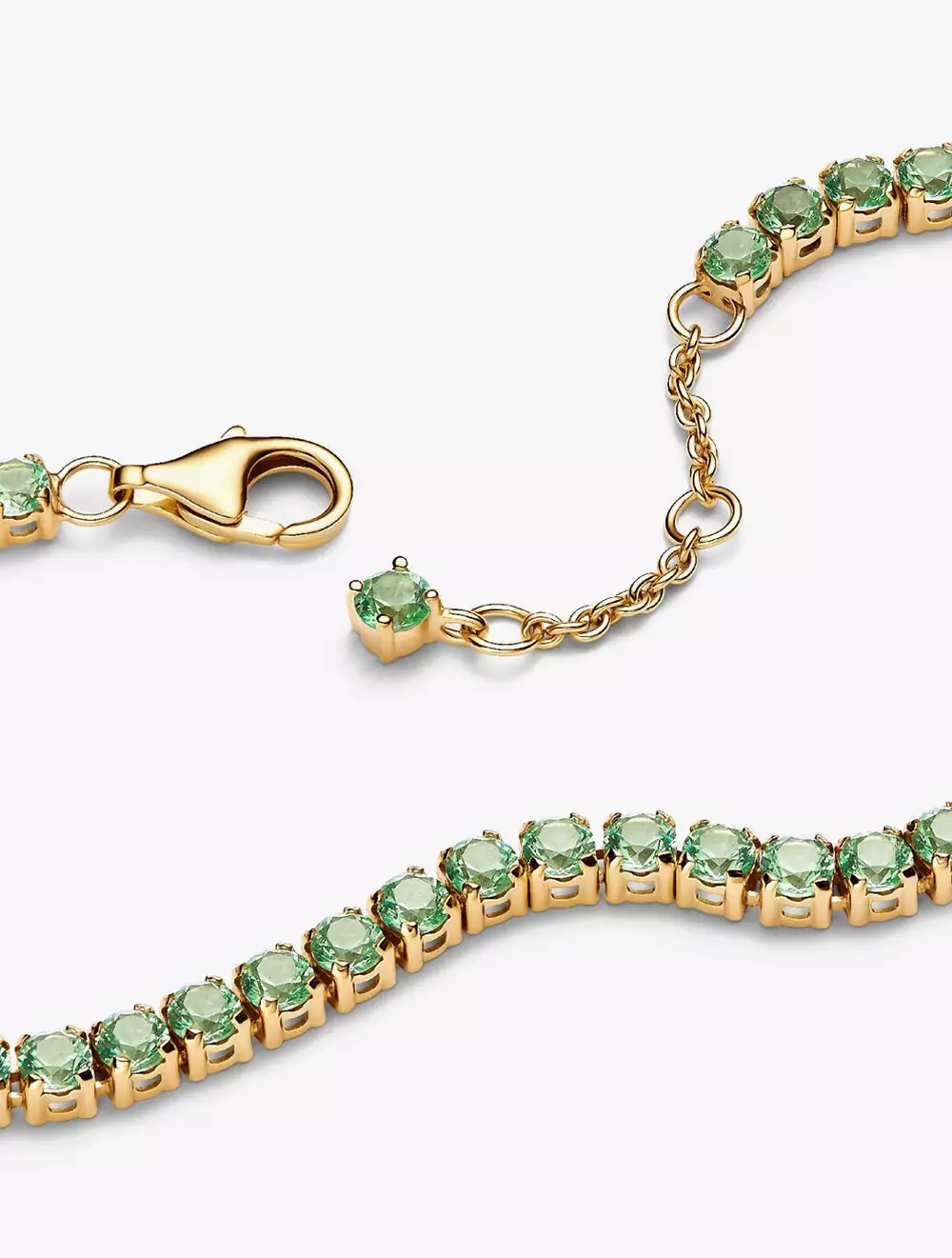 14k gold-plated bracelet with mint green crystal