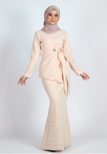 Buy SURIA WRAP KURUNG from Coudre Kuala Lumpur in Yellow and Gold and Beige only 199