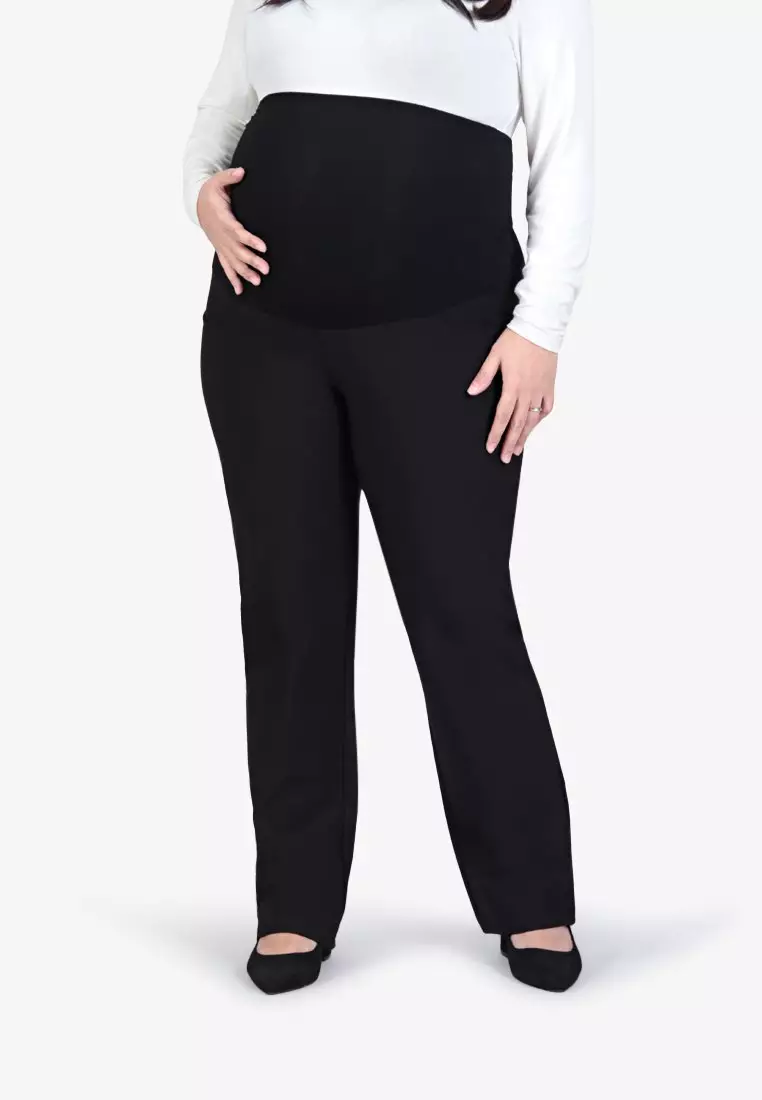 PinkBlush Black Foldover Long Maternity Plus Lounge Pants, 57% OFF