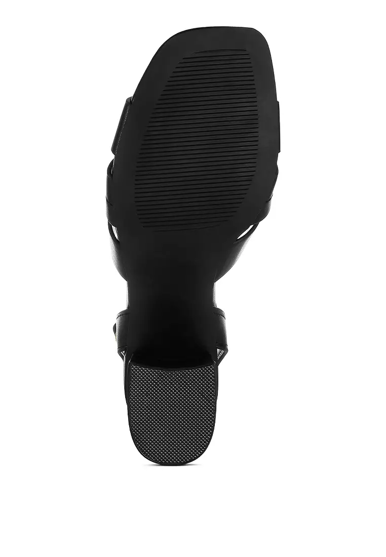 Sandal Tali Pergelangan Kaki Gesper Pin Warna Hitam