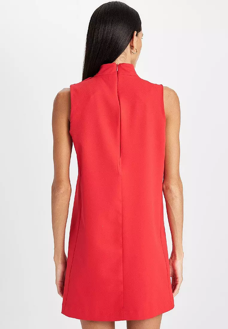 Decorative Button Detail Mini Dress