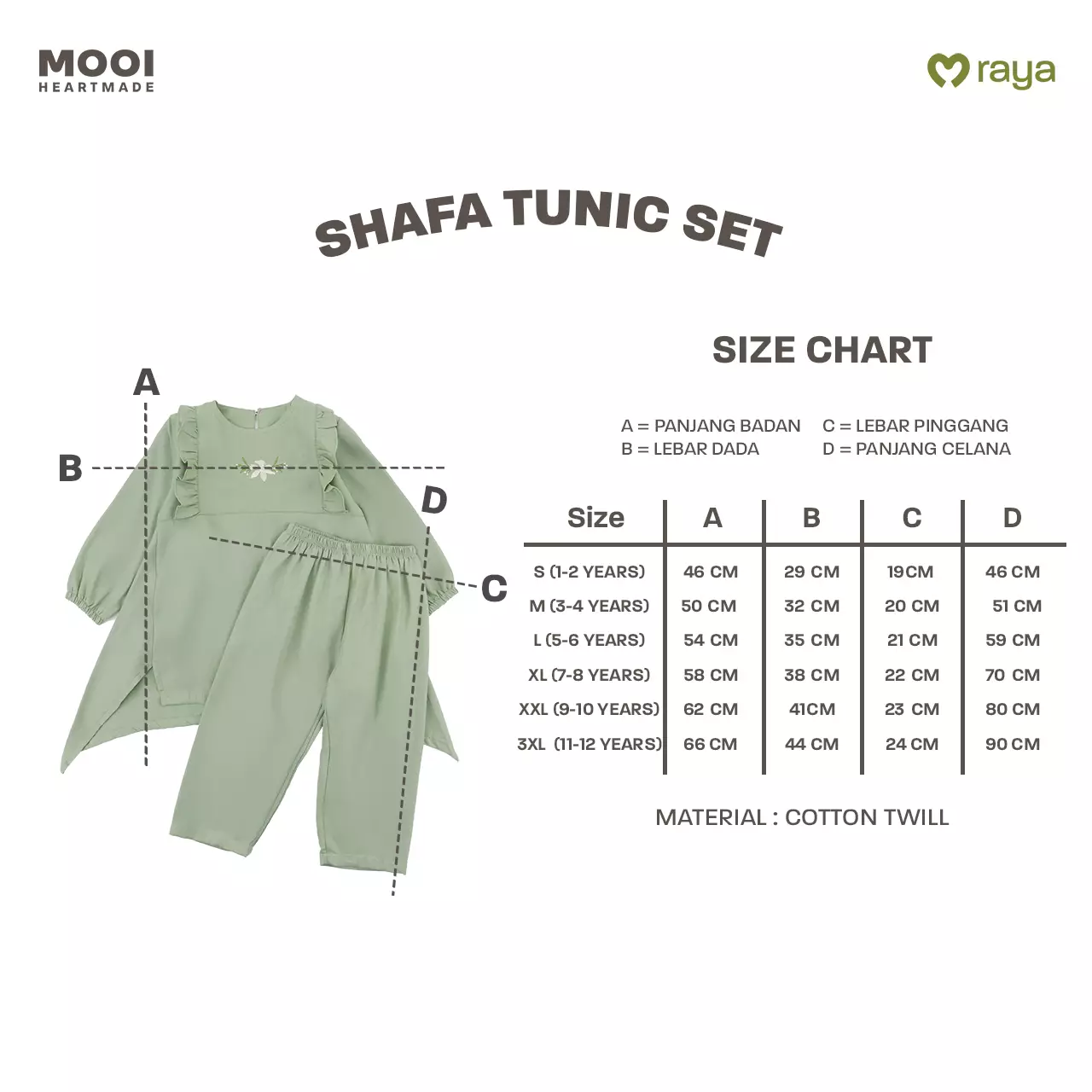 Mooi Setelan Anak Perempuan Raya Collection Shafa Tunik Set - Dusty Blue