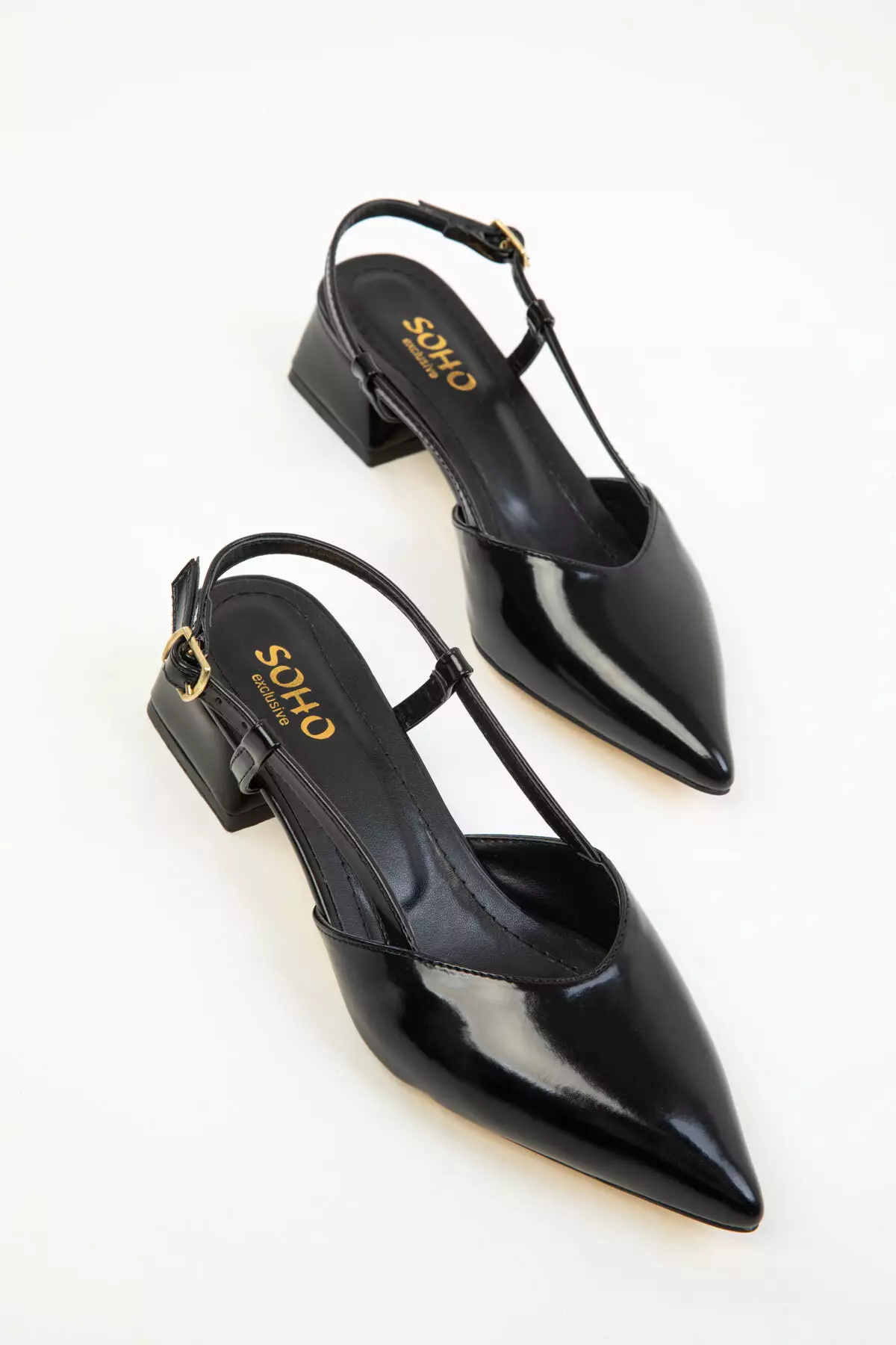 Black Patent Leather Women's Classic Heeled Shoes 20286