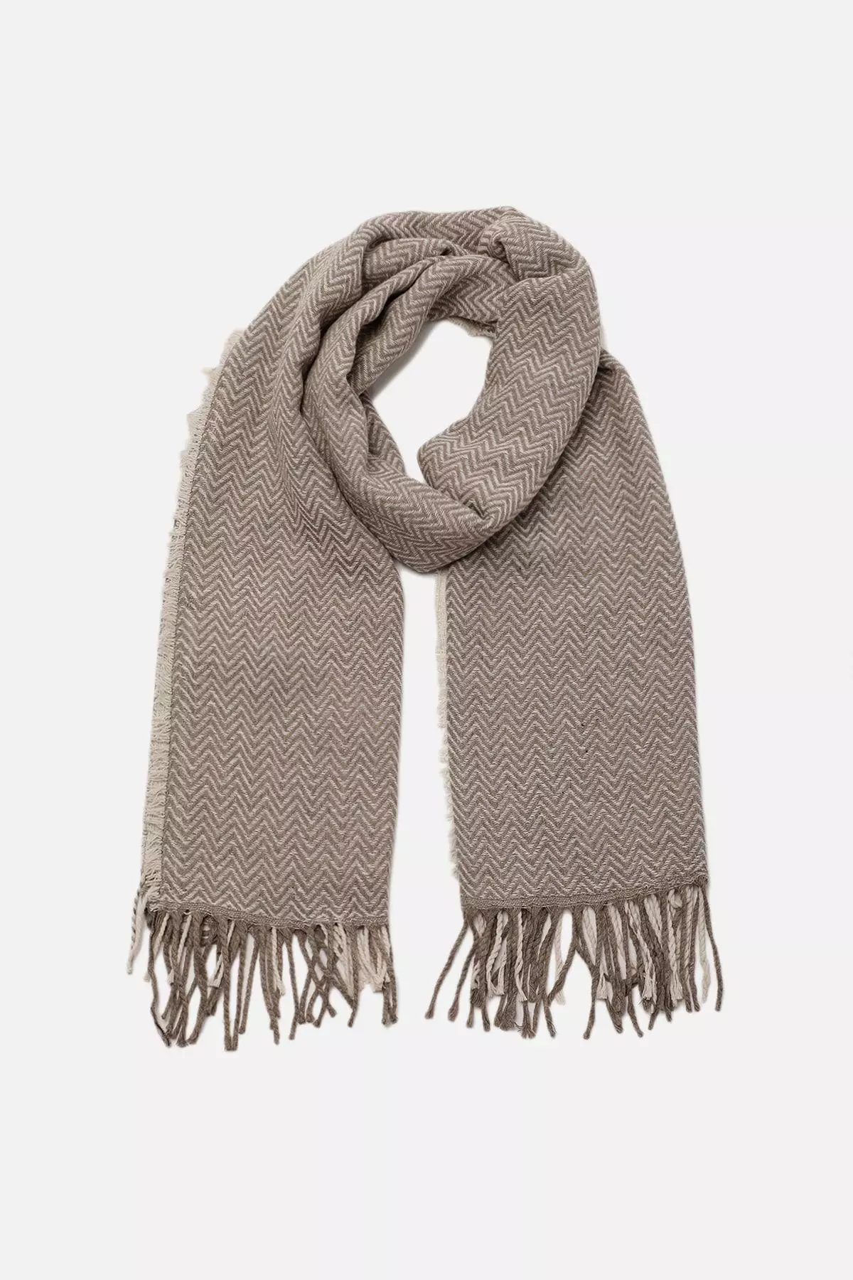 Ecru Pattern Blocky Soft Textured Women'S Scarf Twoaw22At52