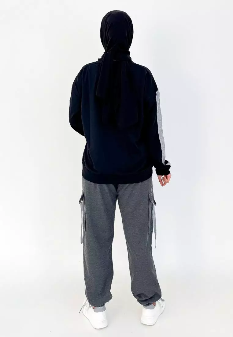 Afina Sporty Set [Black-Grey] Setelan Training Olahraga