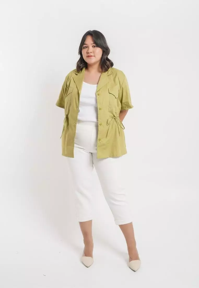 Plus Size Outer Top Blazer Naomie Summer Green
