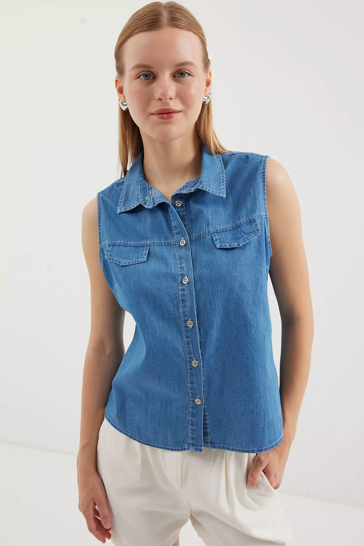 Sleeveless Denim Shirt