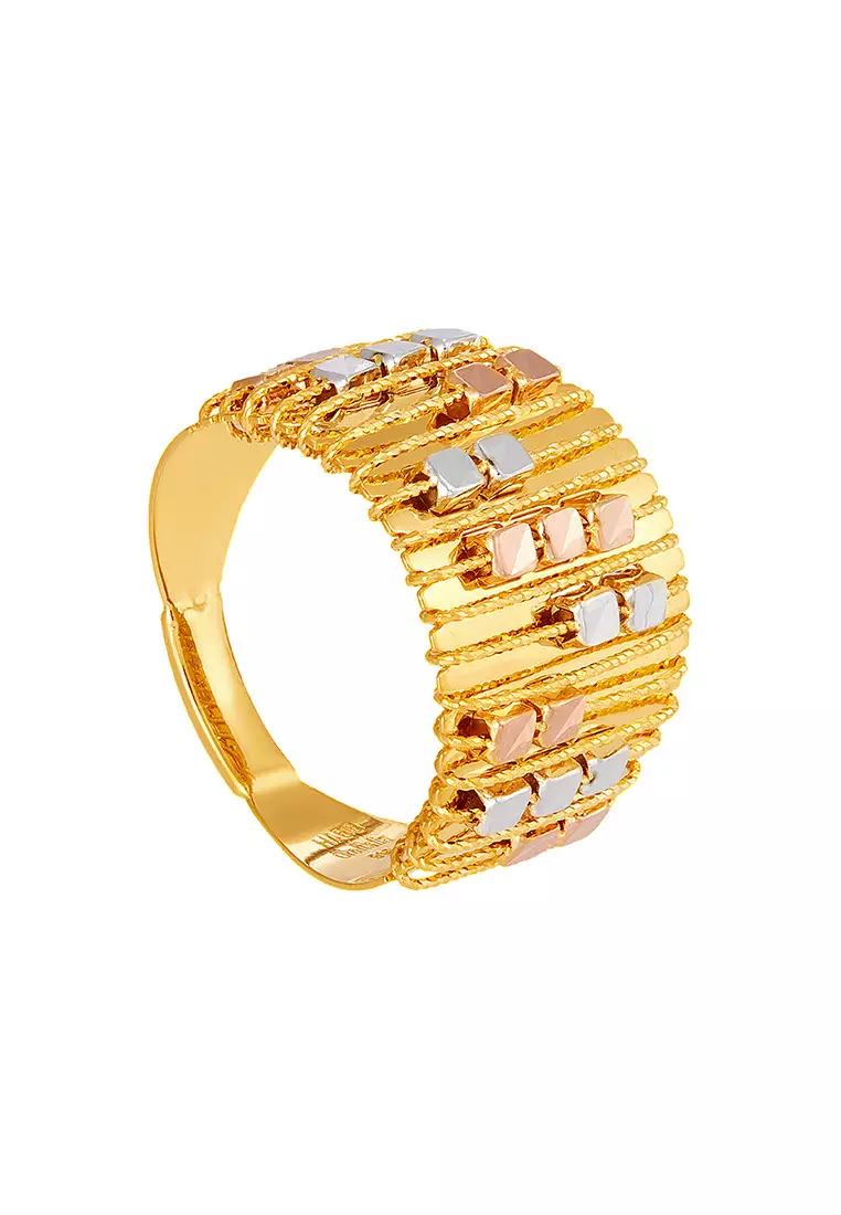 HABIB SICILIA | Oro Italia 916 Yellow, White and Rose Gold Ring GR57821224-TI (22K Gold)