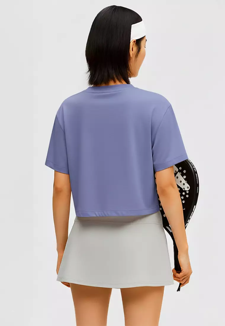 LSE12 Kaos Padel Top Crop T Shirt Olahraga Dryfit Wanita medium violet