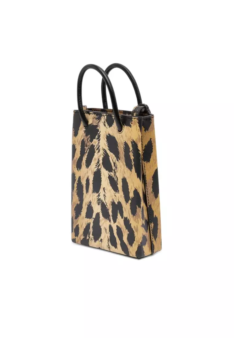 Pre-Loved Balenciaga Mini Leopard Print Logo Shopping Phone Holder
