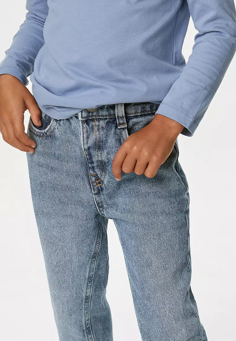 Relaxed Pure Cotton Elasticated Waist Jeans