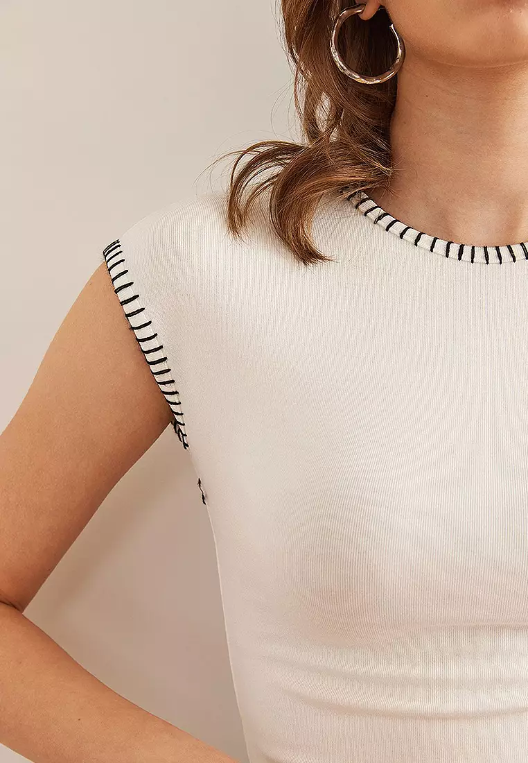 Stitch Detail Soft Touch Flexible Blouse