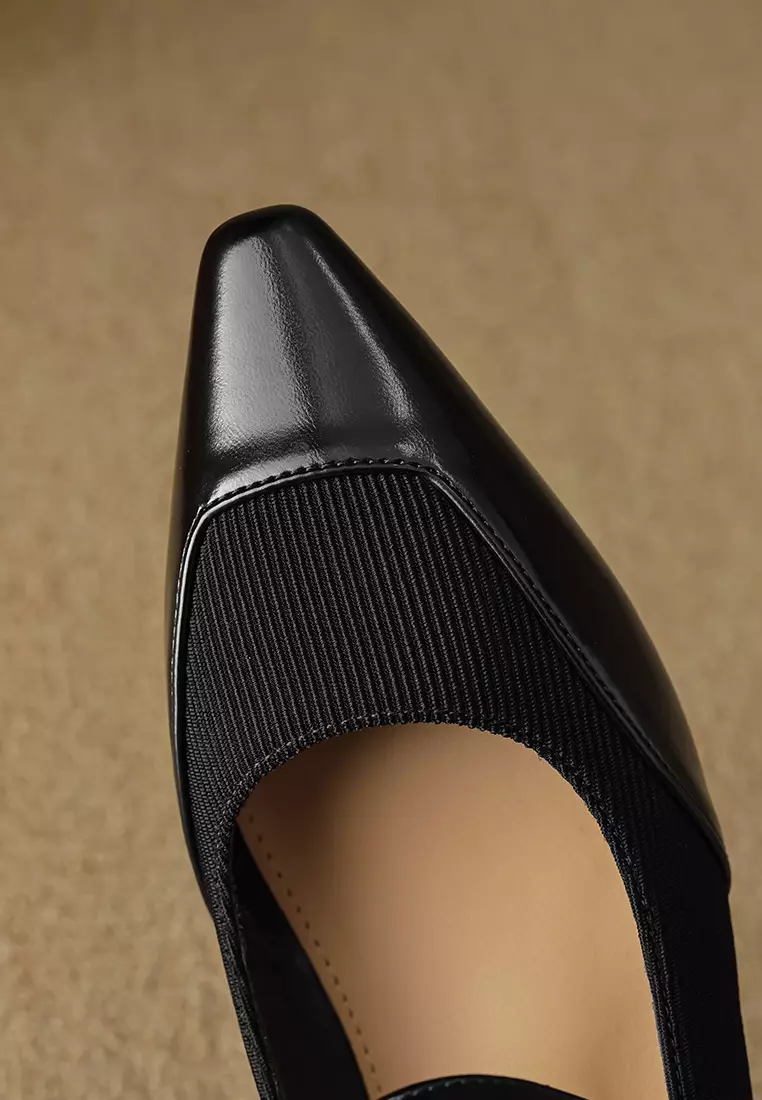 Elastic Knit Stitched Mary Jane Shoes WW8376-2