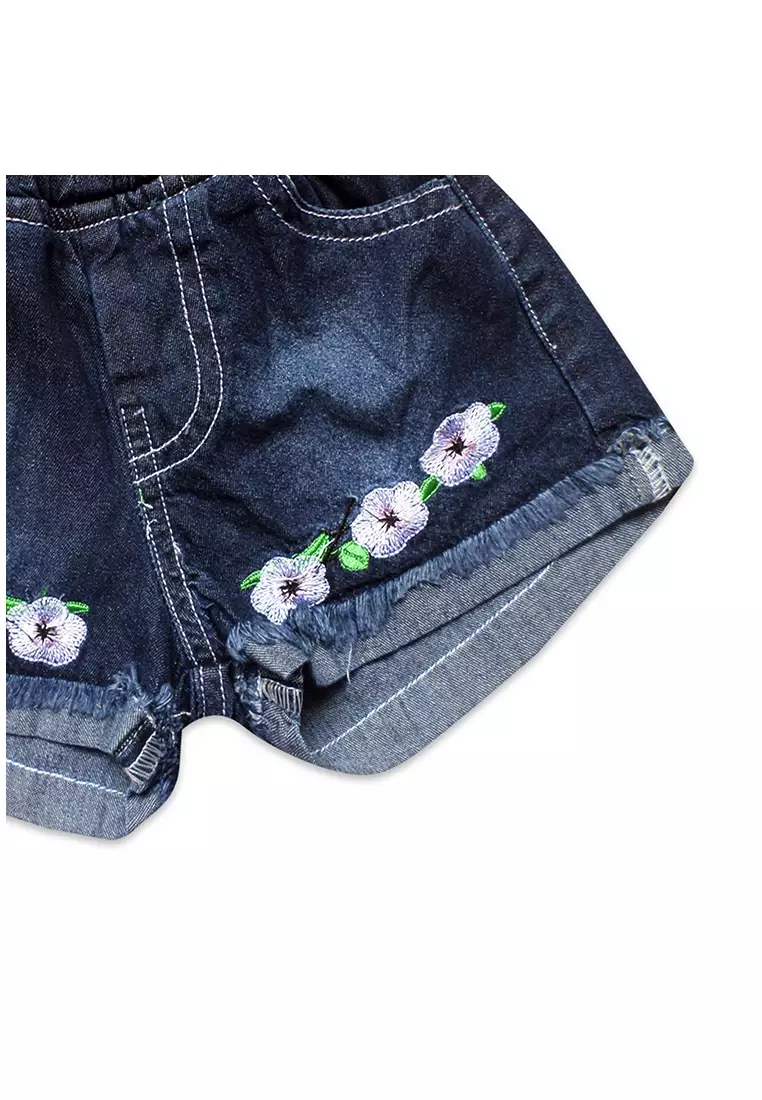 Wakakids Celana Pendek Jeans Anak Perempuan Motif Bordir Bunga Untuk Usia 6 Bulan Hingga 5 Tahun 005 Vench