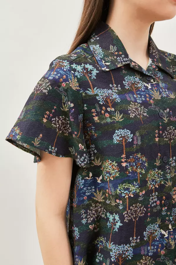 MINIMAL - Azuka Blus Motif Floral - Navy Colour Navy