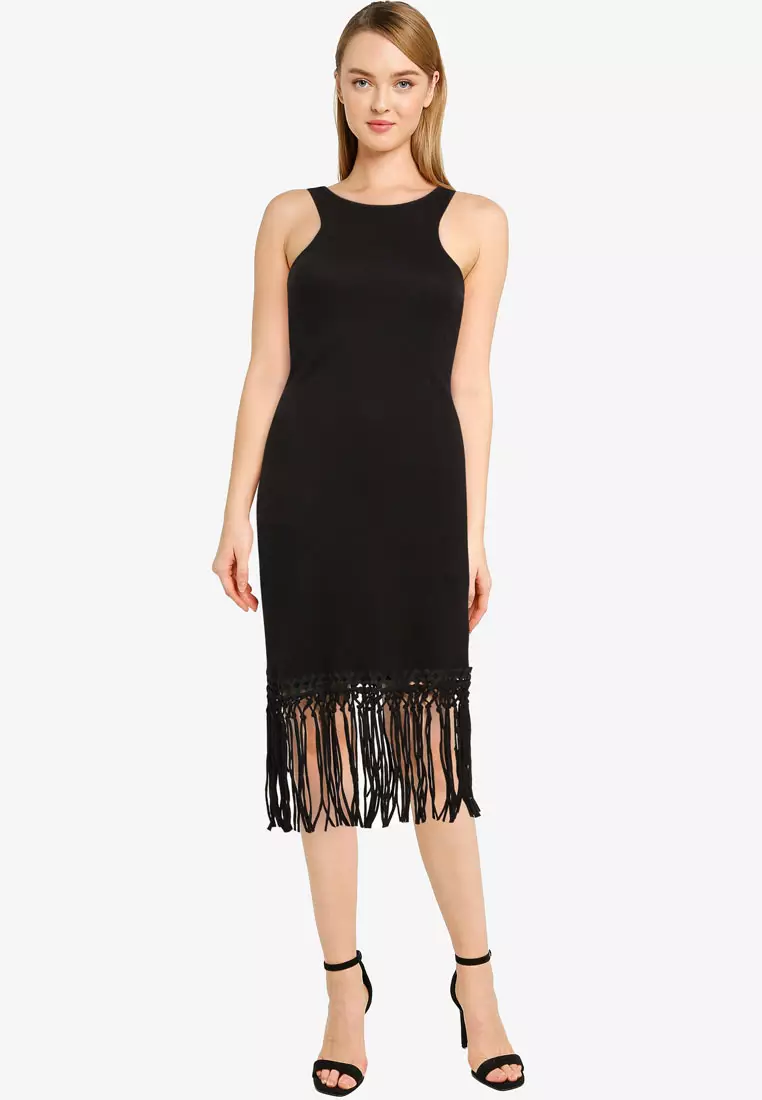 Solle Fringe Jersey Halter Neck Dress