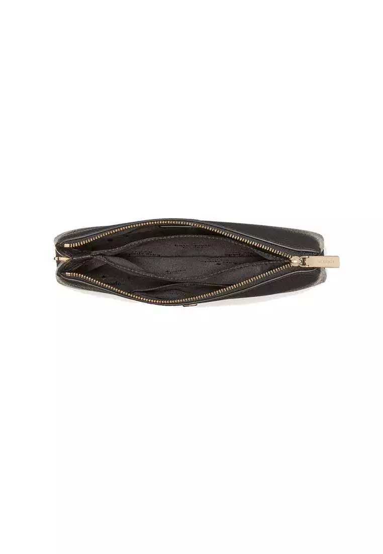 Emma Pebbled Leather Mini Crossbody Bag Black KK257