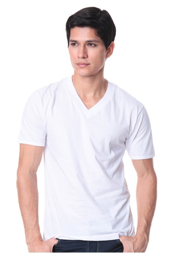 Puritan white V-Neck White T-Shirt DA9F5AAECA5499GS_1