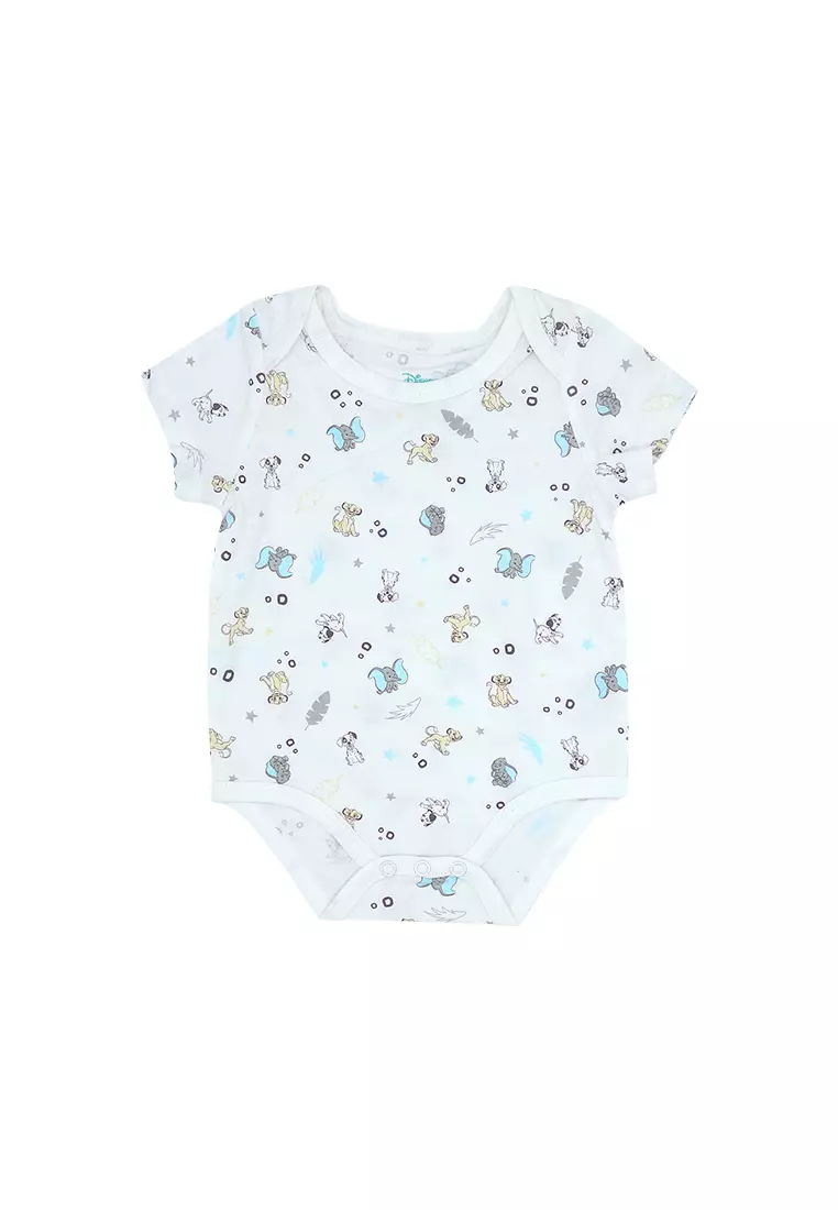 Baby Boy Licensed Newborn Essentials Short Sleeve Onesies Pack of 3 "Animal Roots"