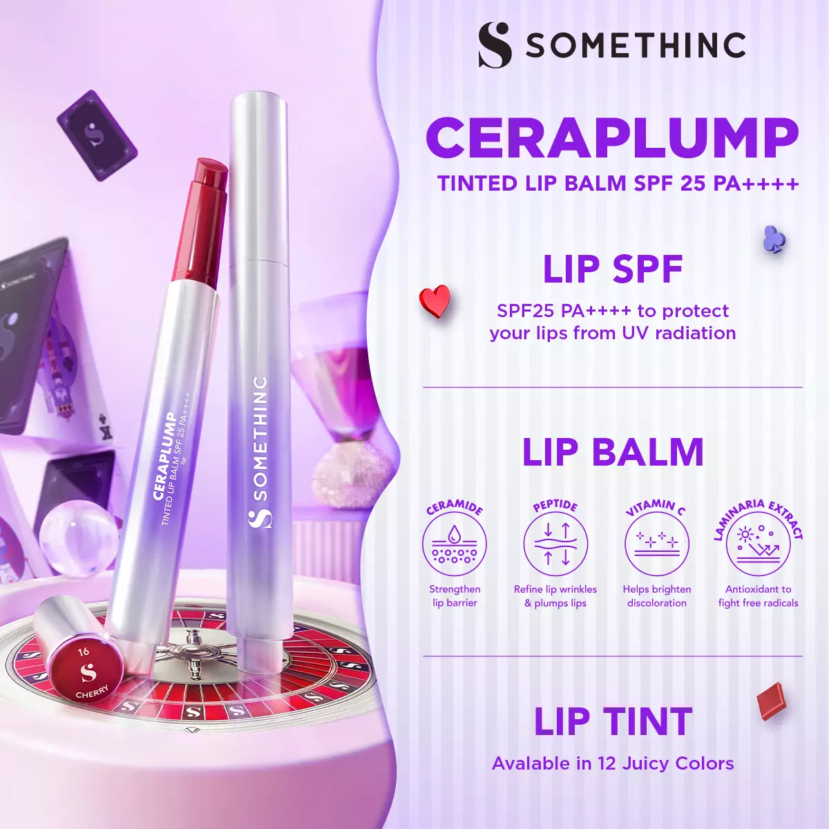 SOMETHINC Ceraplump Tinted Lip Balm SPF25 PA++++ - 16 Cherry