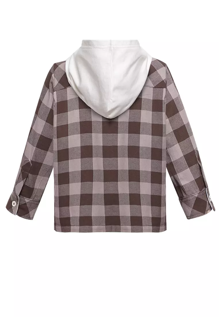 Qna Boy Anwarul Jaket Katun Panjang Anak Coklat Motif Kotak