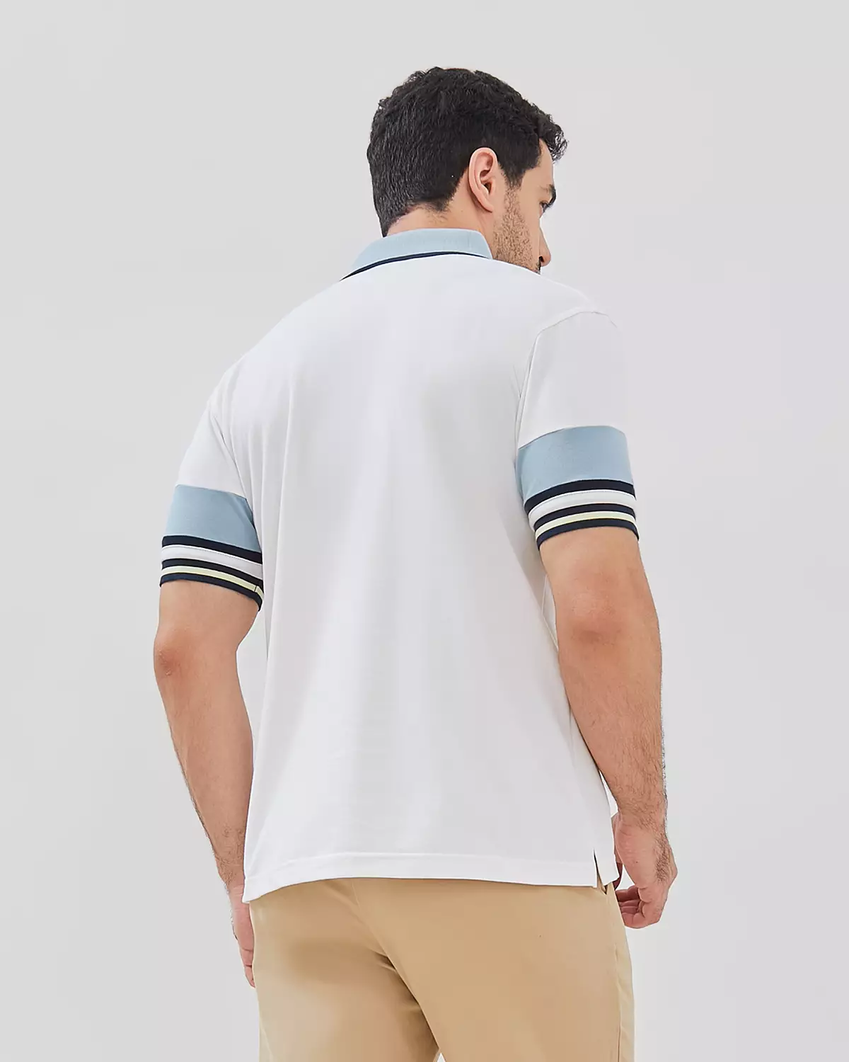 MEN'S SHORT SLEEVE WHITE COLOR COMBINATION POLO SHIRT