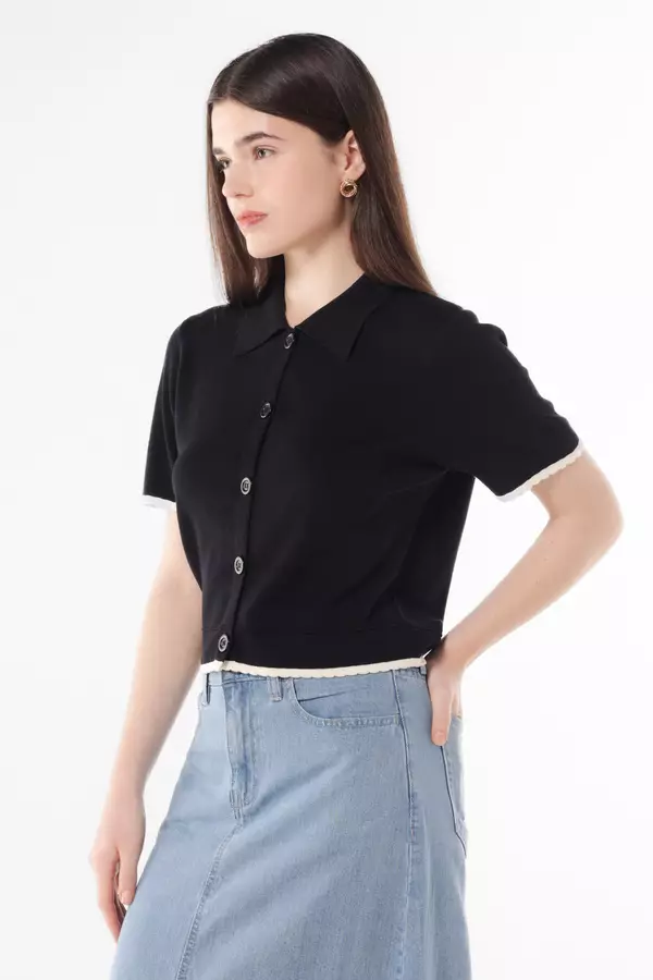 MINIMAL - Ranisyme - Atasan Rajut Crop - Black Colour Black