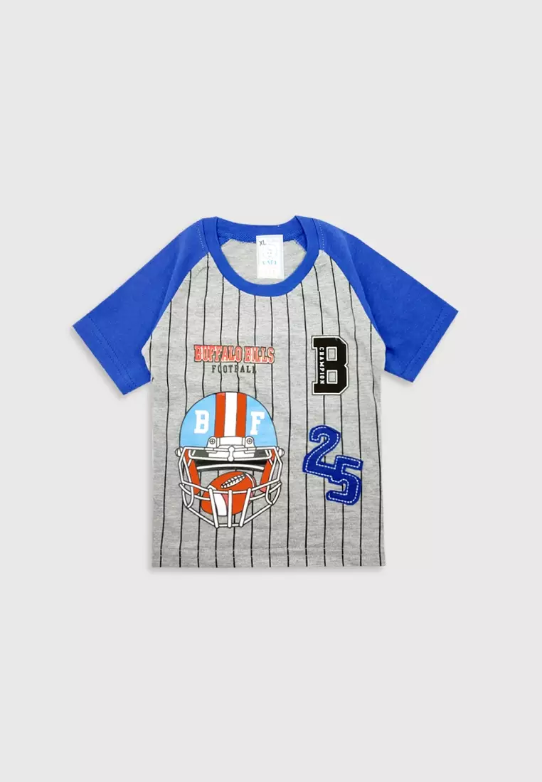 Wakakids Setelan Anak Laki Laki Celana Jeans Jogger Football 3459 Biru