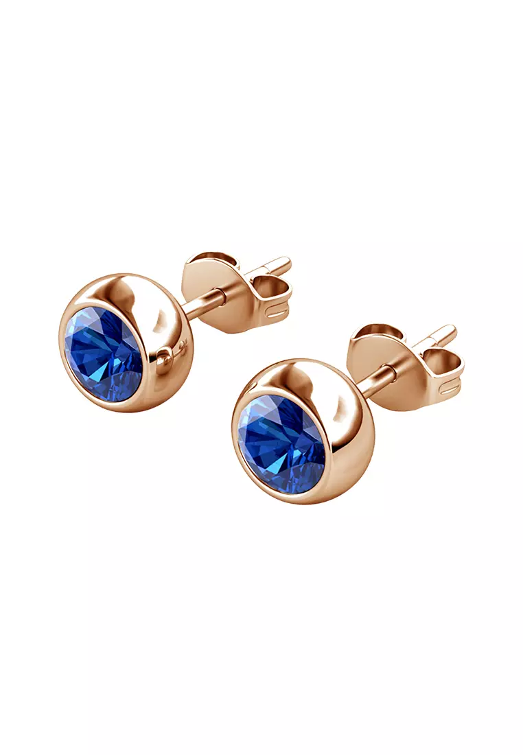 Birth Stone Moon Earring September Sapphire RG - Anting Crystal Swarovski by Her Jewellery