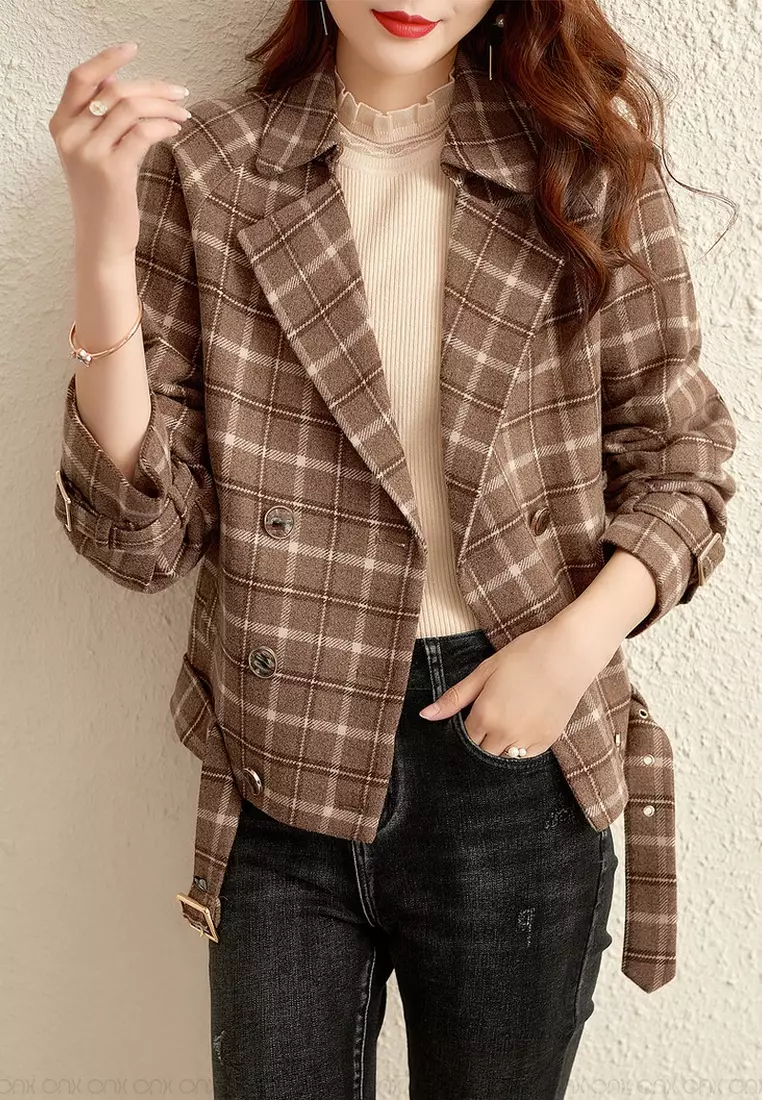 Checked sales short jacket