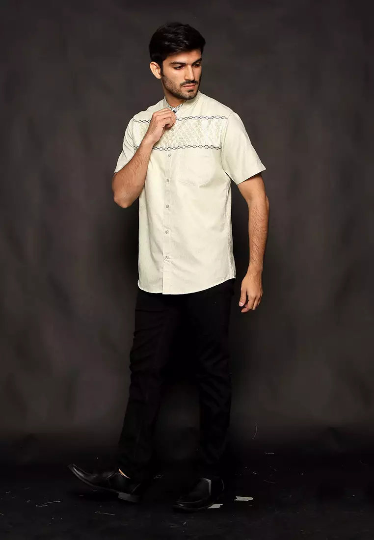 Casella Baju Koko Pria Lengan Pendek | Baju Koko Hassan Horizontal 4067 Sage