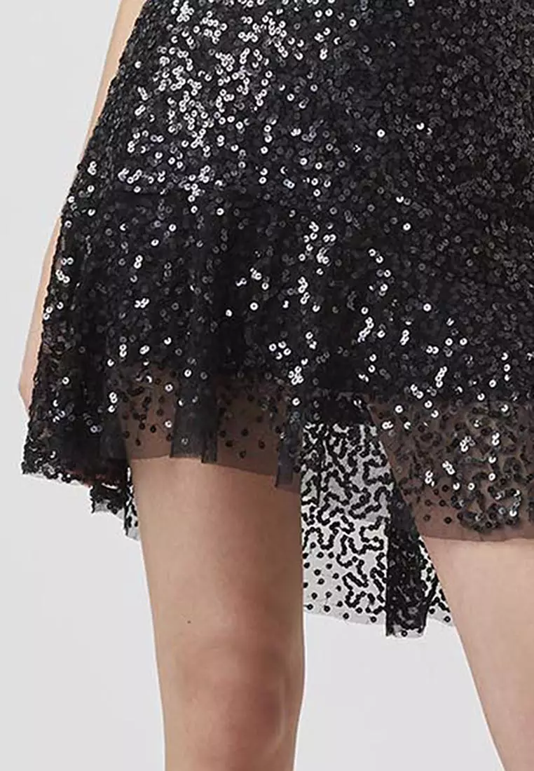 French connection black sequin skirt shop