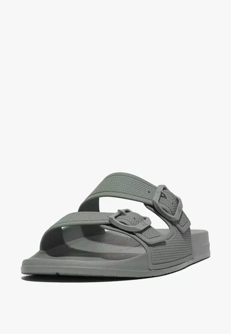 Discount on Fitflop  shoes - SKU: Fitflop  IQ Mens Two-Bar Buckle Slides Gs9-A72 Greystone