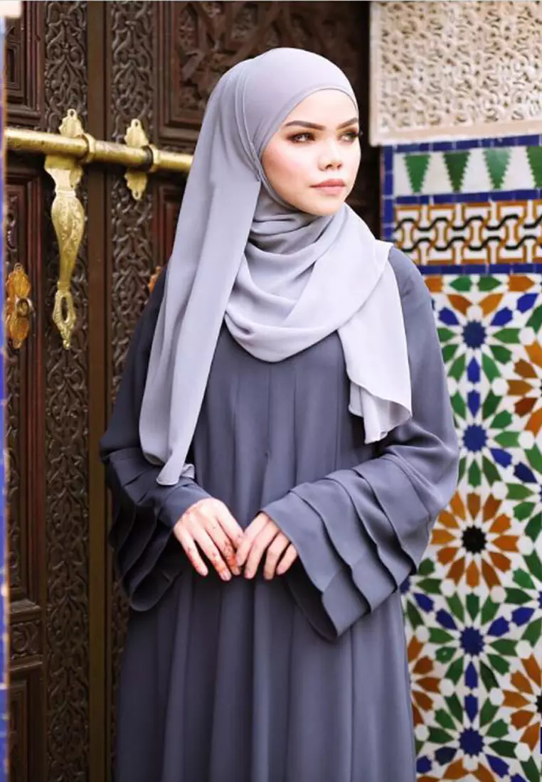 Laura Abaya Long Dress in Dusty Blue