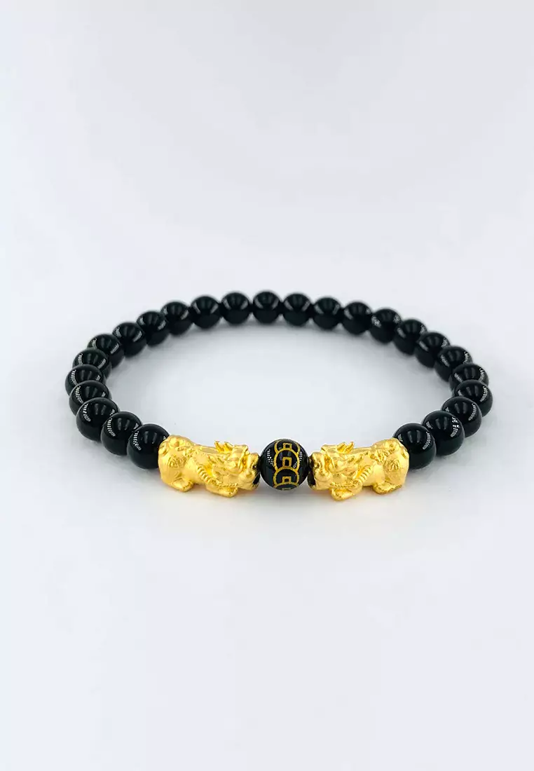 Double pixiu outlet obsidian bracelet