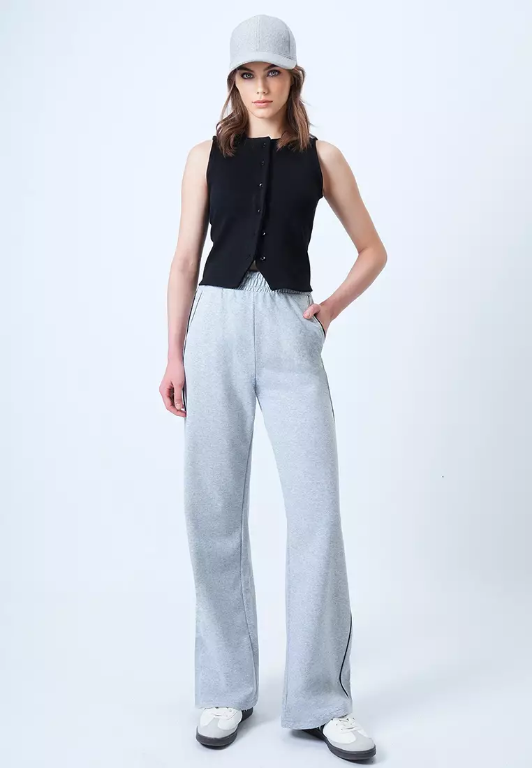 Piping Wide Legs Sweatpants