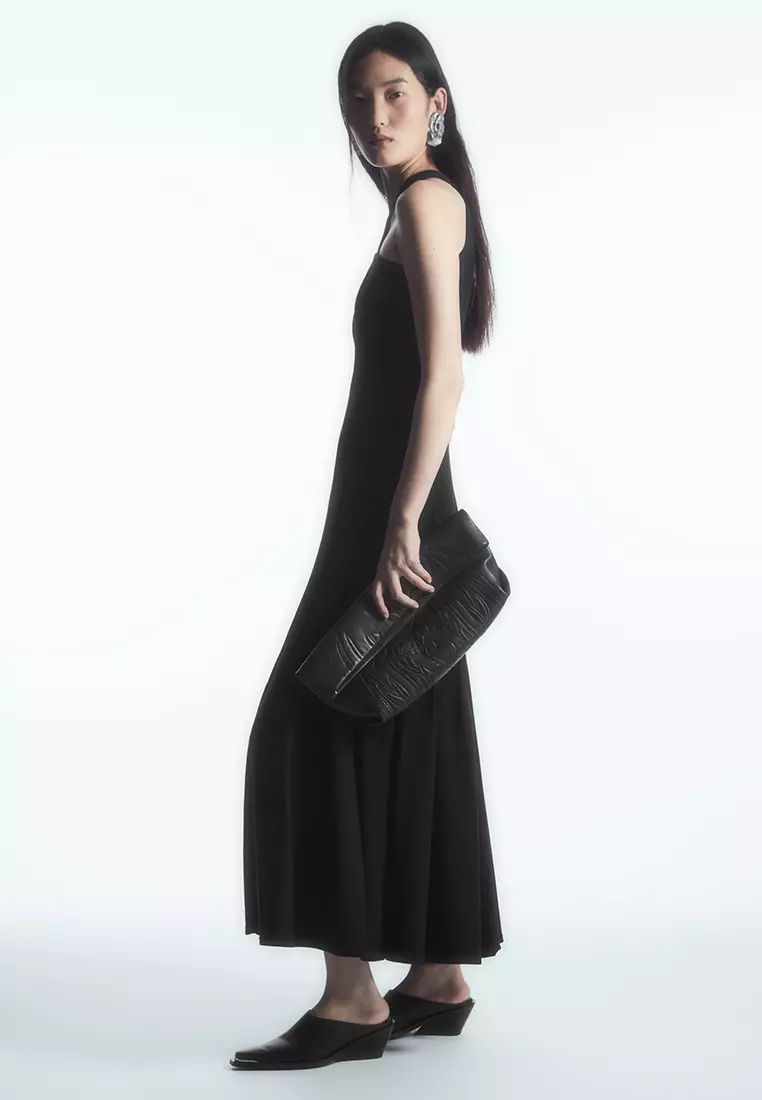 KIKX0DE Black Halter Dress Tank Top for Women Ribbed Knit