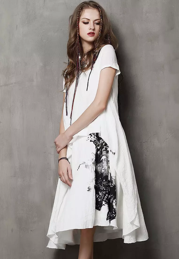 Buy Twenty Eight Shoes VANSA Vintage Cotton Linen Fake Two Piece Dress  VCW-Bd1507 2023 Online | ZALORA Singapore