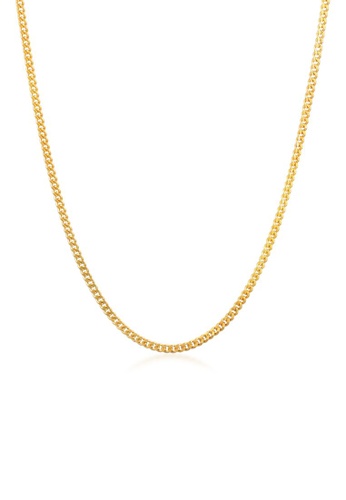 Buy Kuzzoi Necklace Men Curb Chain Basic Fine Minimal In 925 Sterling Silver Gold Plated 22 Online Zalora Philippines