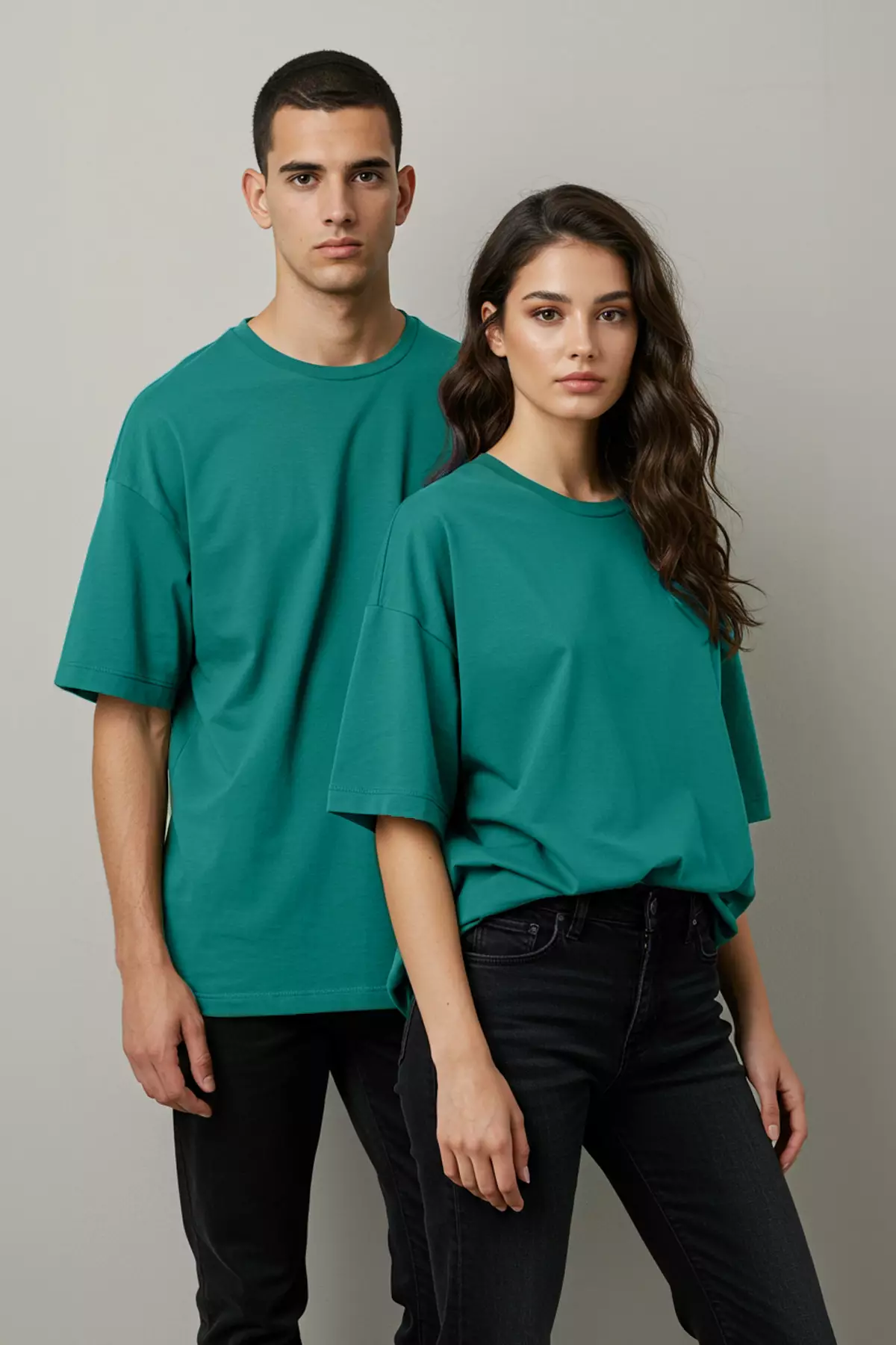 Emerald Green Oversize Tok Fabric T-Shirt - 100% Cotton Tmnss22Ts0318