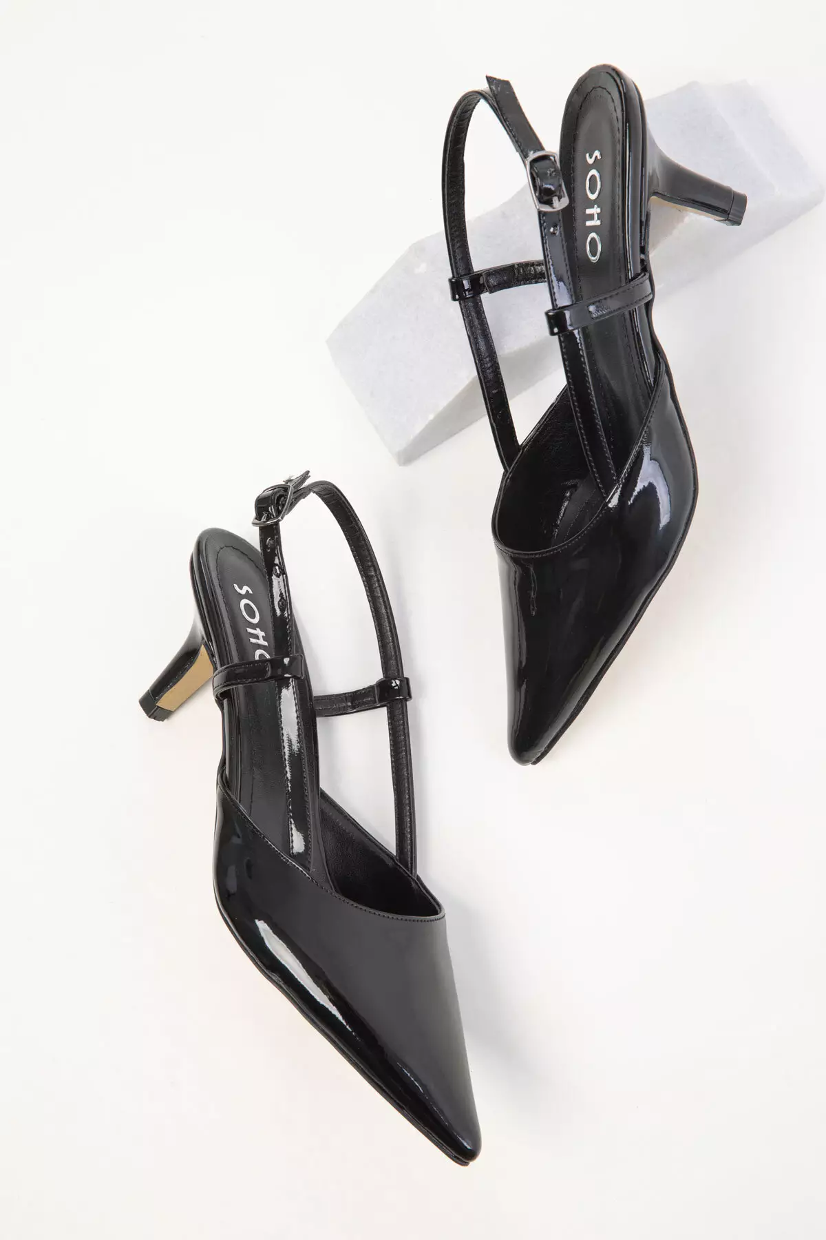 Black Patent Leather Women's Classic Heeled Shoes 20428