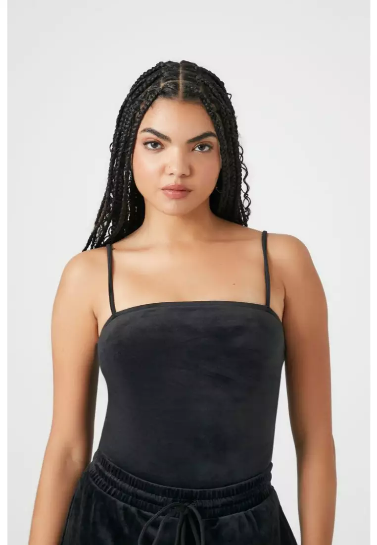 Forever 21 Women's Ribbed Knit Cami Bodysuit in Black Small