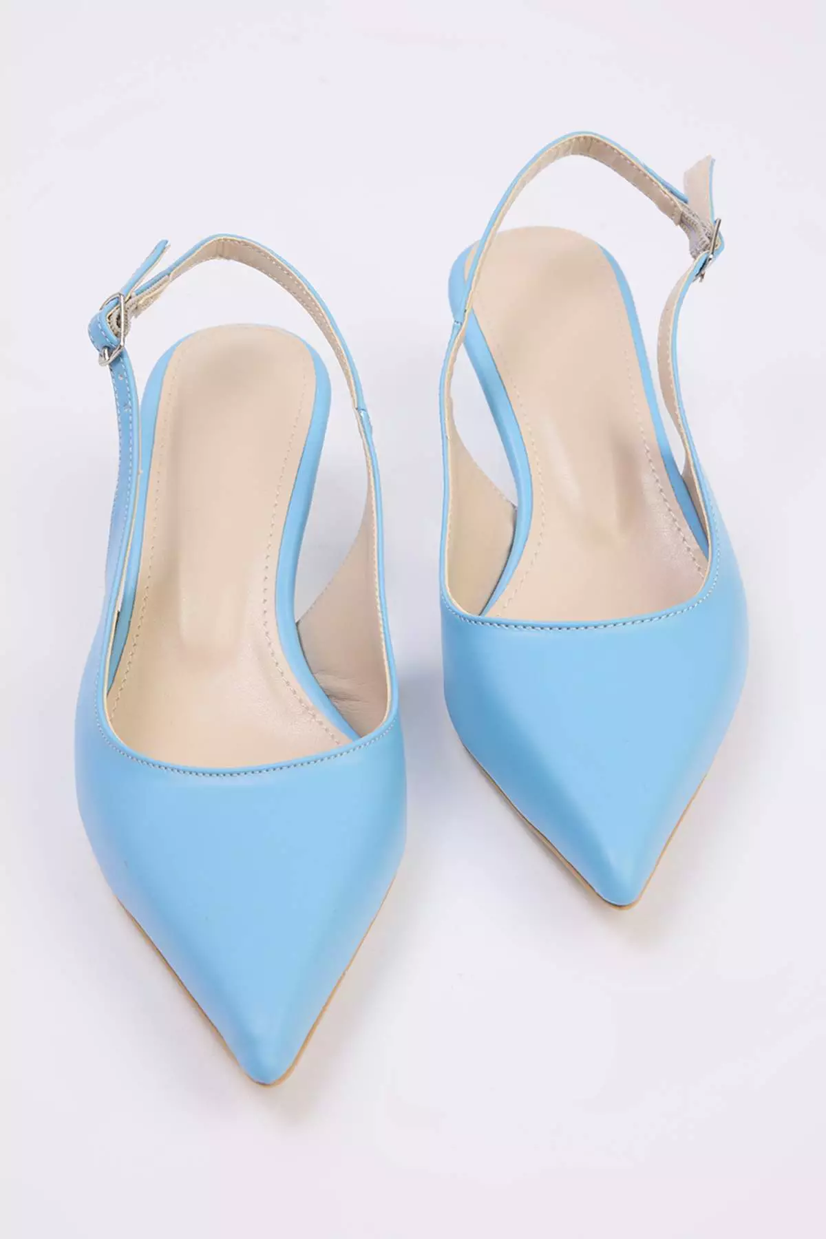 Baby Blue Patent Leather Pointed Toe Kitten Heels Women's Classic Heeled Shoes Takss25To00005