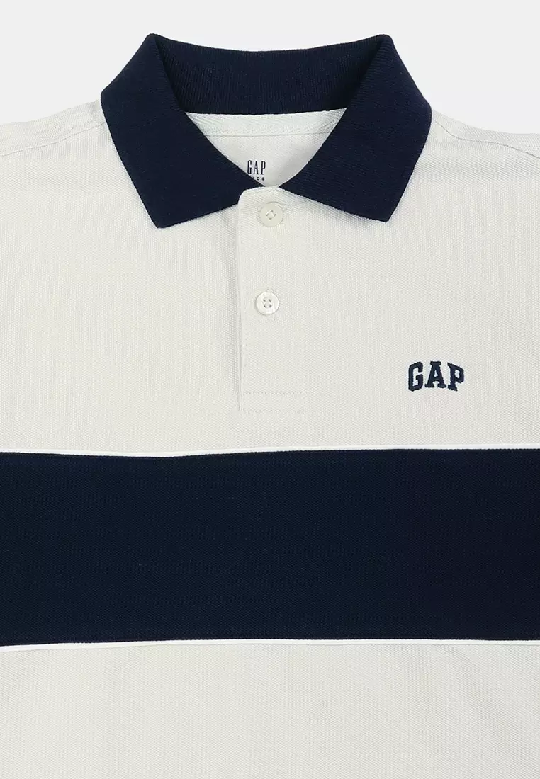 Short Sleeves Logo Color Block Polo Shirt