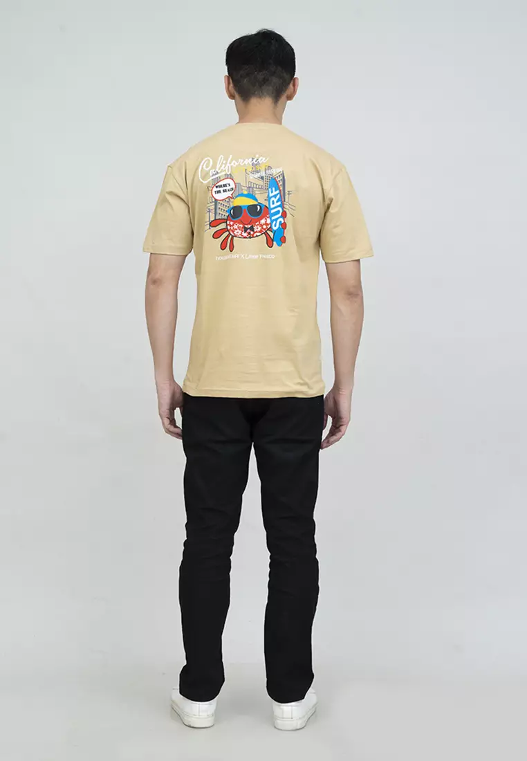 Kaos Cream t shirt polos houseofcuff motif California Surf READY 4XL